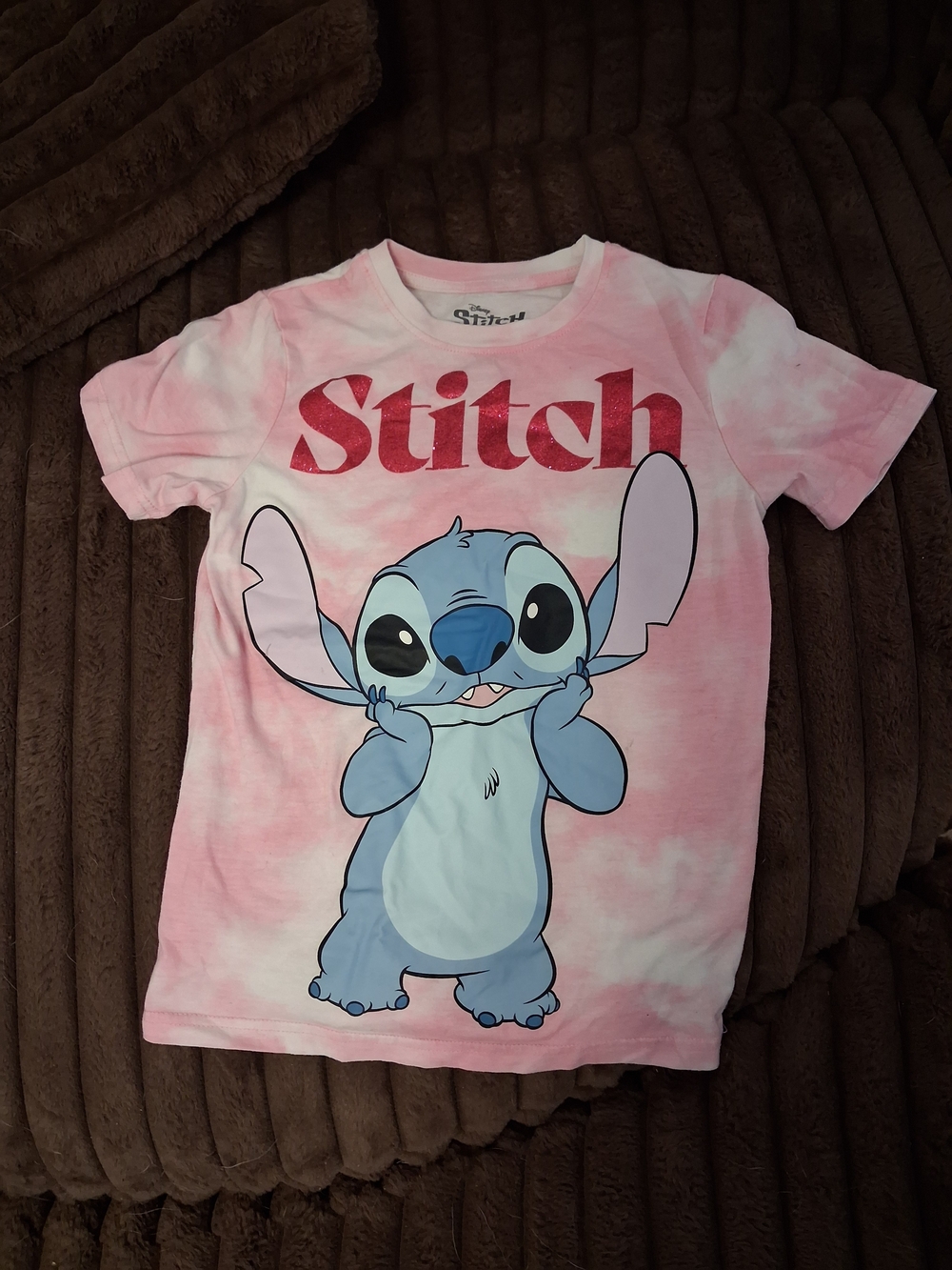 Disney Stitch Pink Tie-Dye Graphic Tee Girls Medium